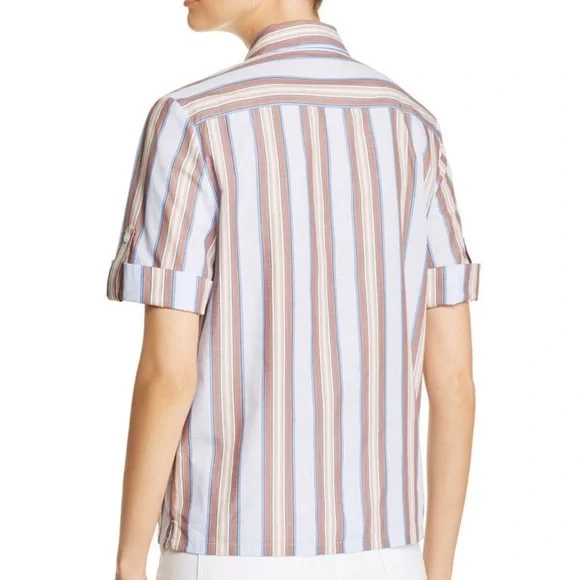 NWT Tory Burch TB Striped Cotton Casual Top size 10 - Picture 2 of 14